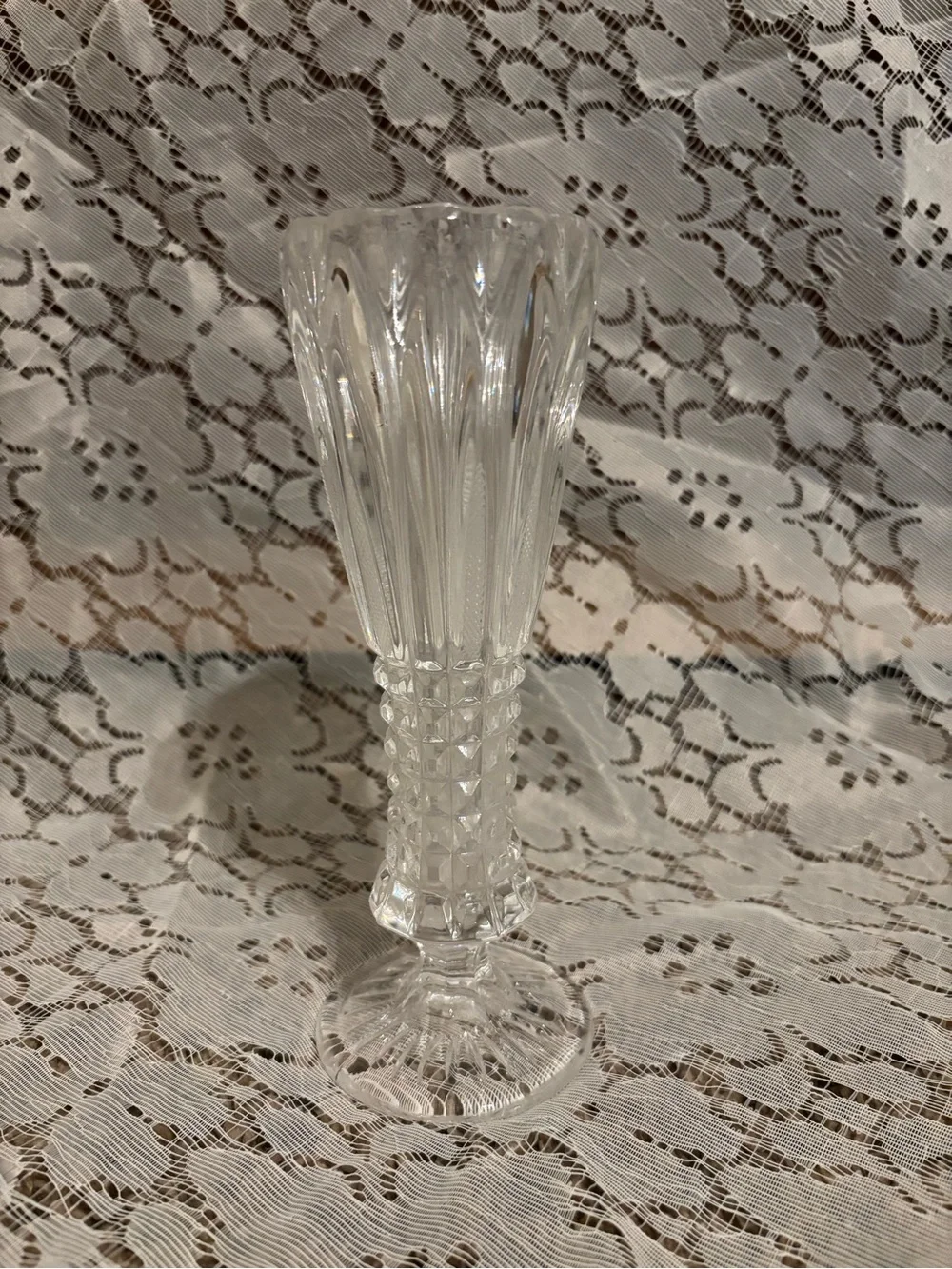 Crystal Clear Pressed Glass Bud Vase - Clear